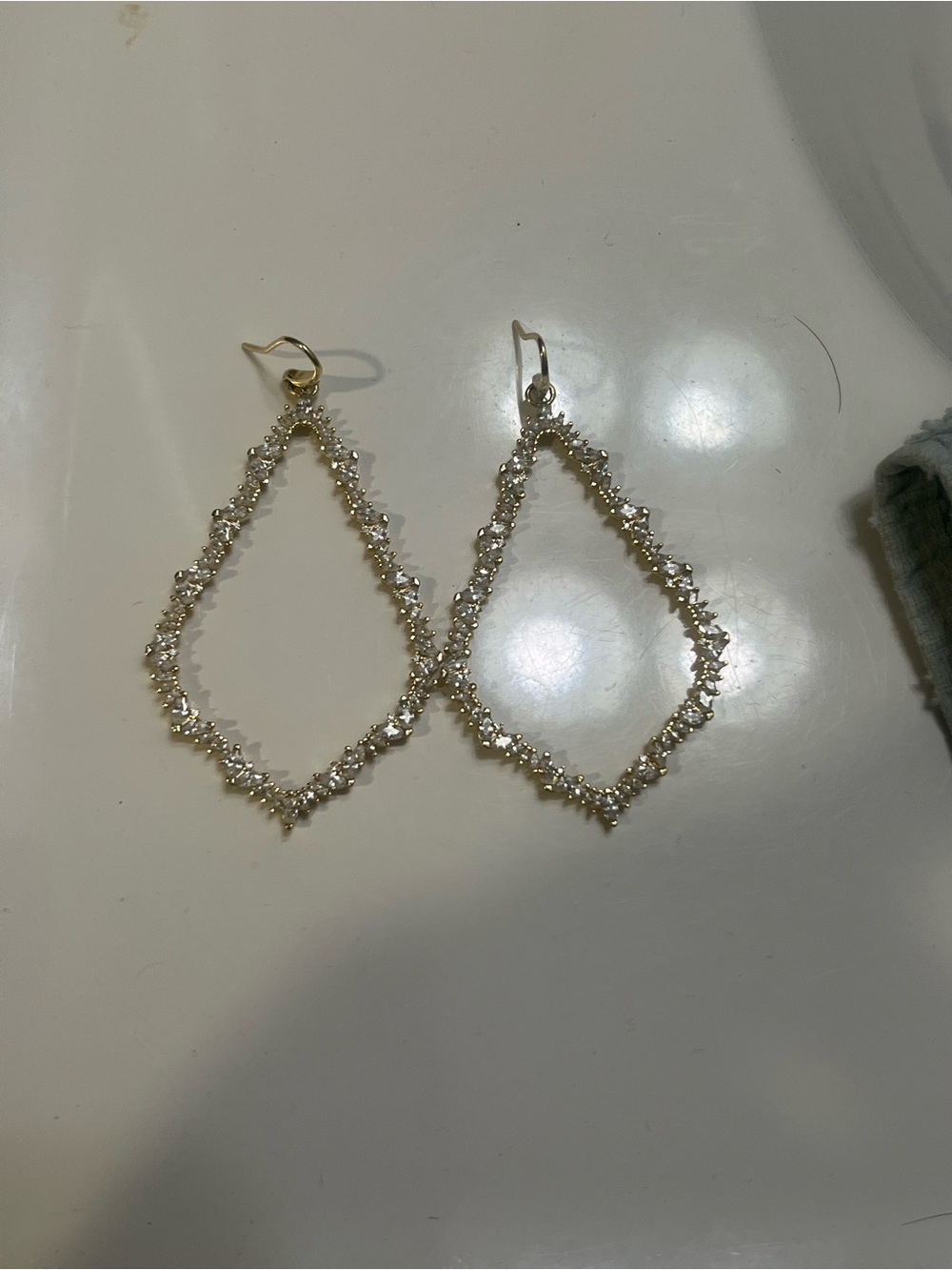 Kendra Scott Gold Teardrop Crystal Hoop Earrings